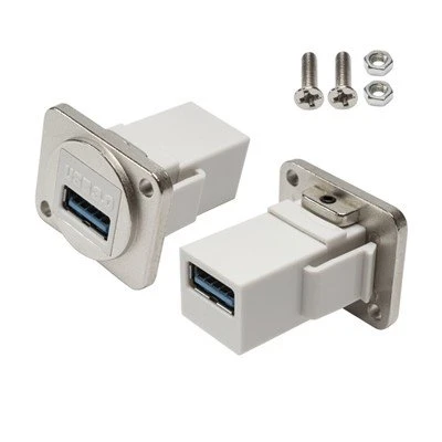 USB 3.0 D-Type Socket Coupler -paneeliasennussovitin