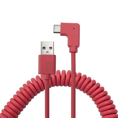 Vasemmalle/oikealle kulmikas kierretty USB Type C uros - USB 2.0 Urospuolinen sisäänvedettävä kaapeli