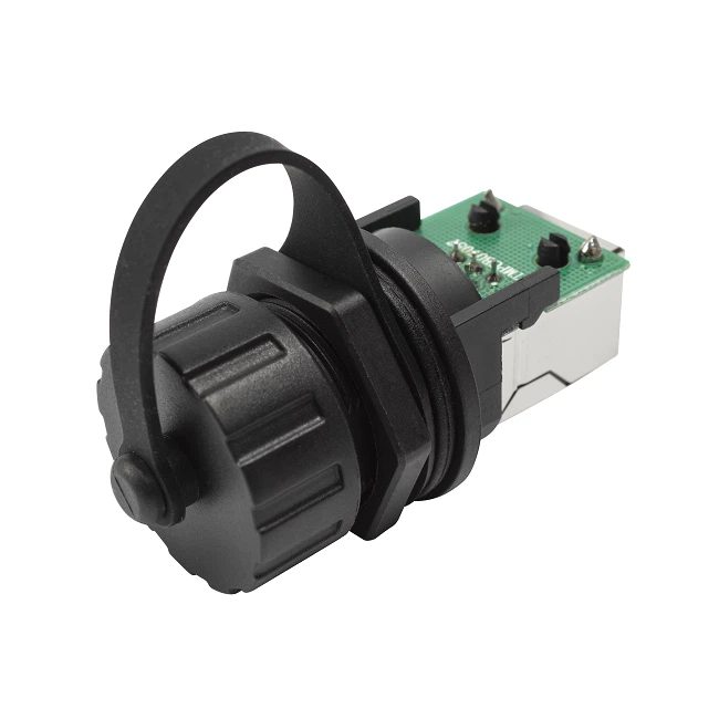 Waterproof Industrial D-Series 180°RJ11 Female 6P6C IP67 Connector Adapter